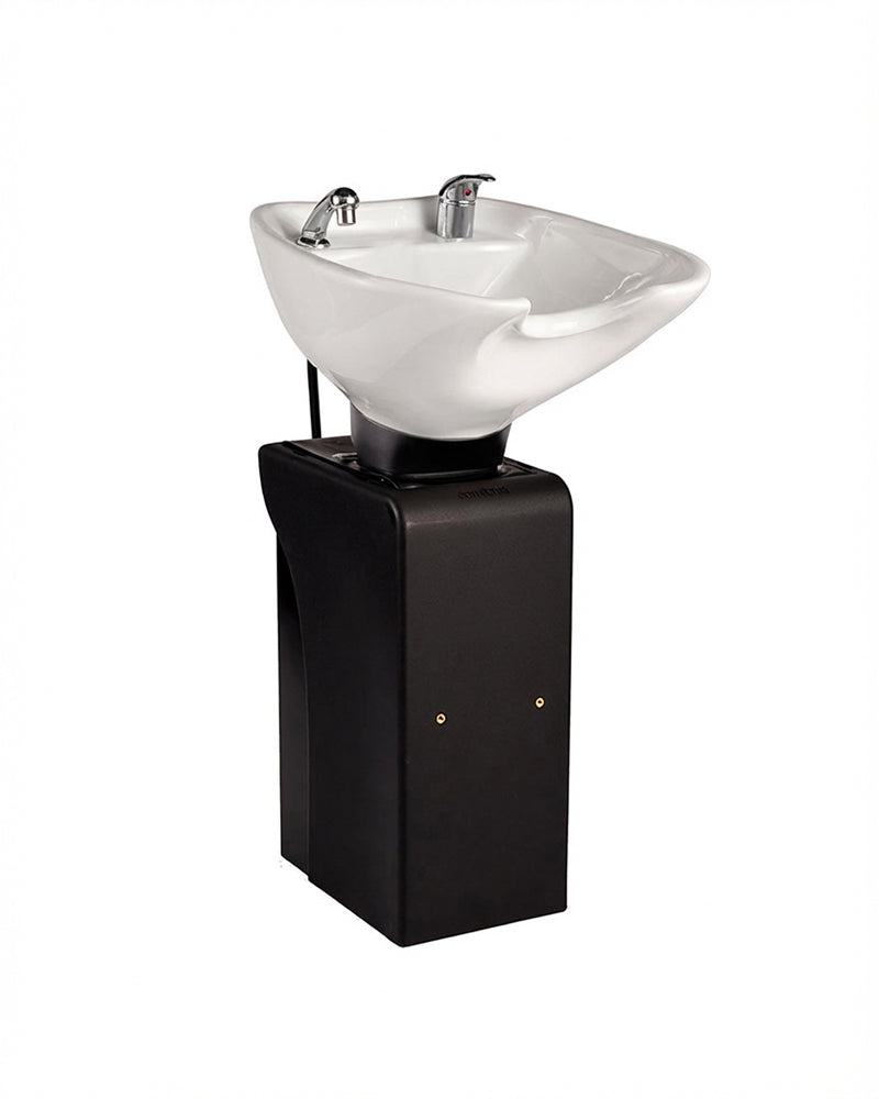 Basin Stand XL - Lavacabezas con columna negro - Cubeta blanca
